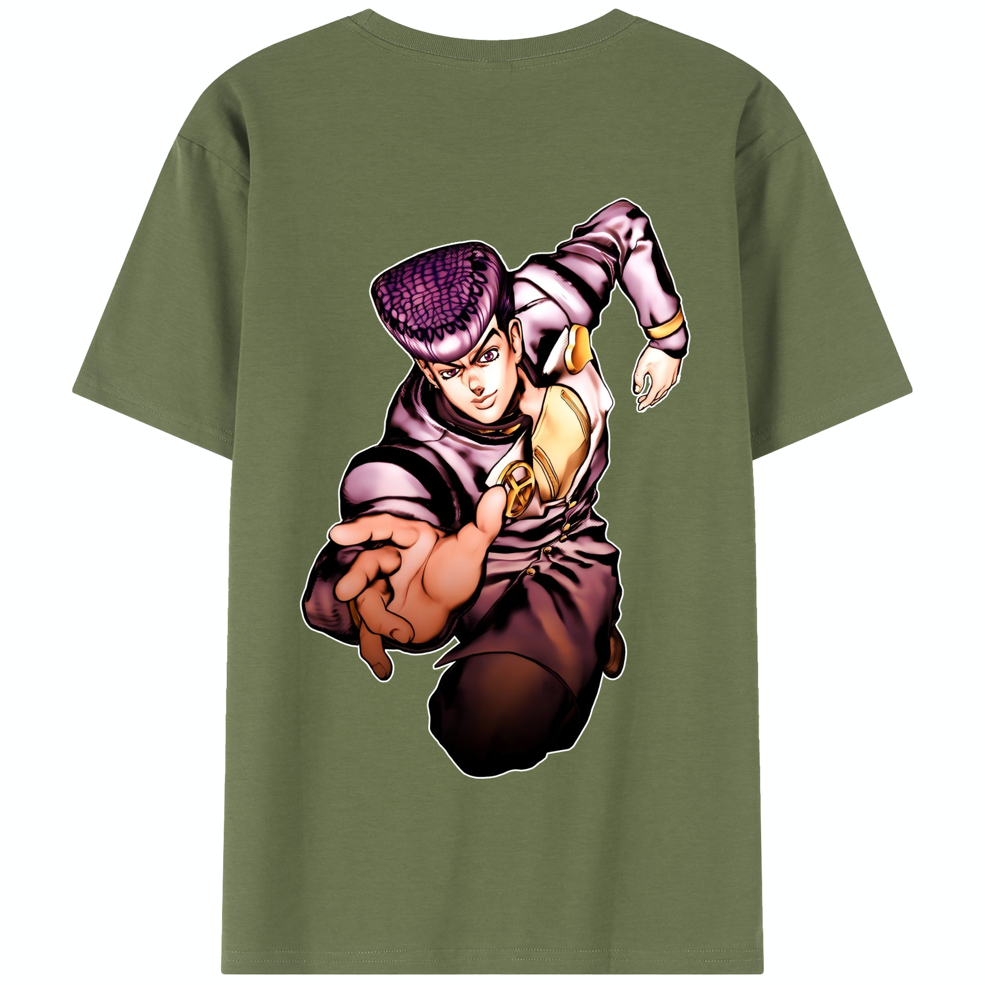 （画像用） ジョジョの奇妙な冒険 ひがしかた じょうすけ JoJo's Bizarre Adventure Higashikata Josuke 綿100％半袖Tシャツ（背面プリント）